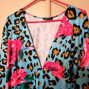 SHEIN Plus Leopard & Floral Print Dress